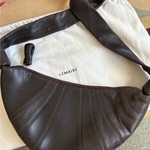 Lemaire Small Brown Leather Croissant Bag